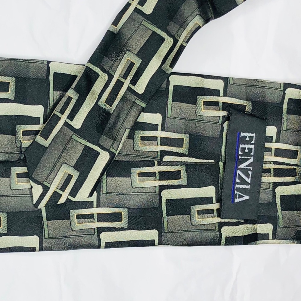 3/$15 Fenzia 100% Silk Pewter Silver black TIE